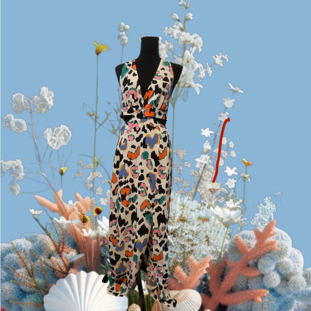 ASOS colorful and fun dress with peekaboo cute outs and an open back size 8